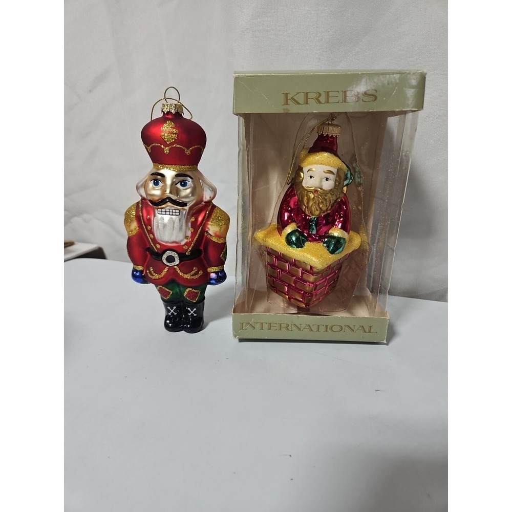 Vintage Glass Christmas Ornaments Krebs German Glass Lot Of 2